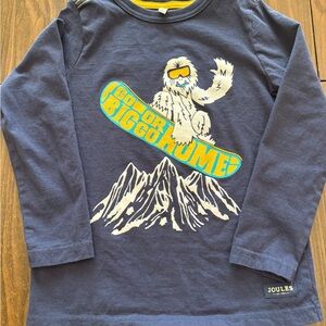Joules Navy Long Sleeve Tee with Yeti Snowboard Graphic